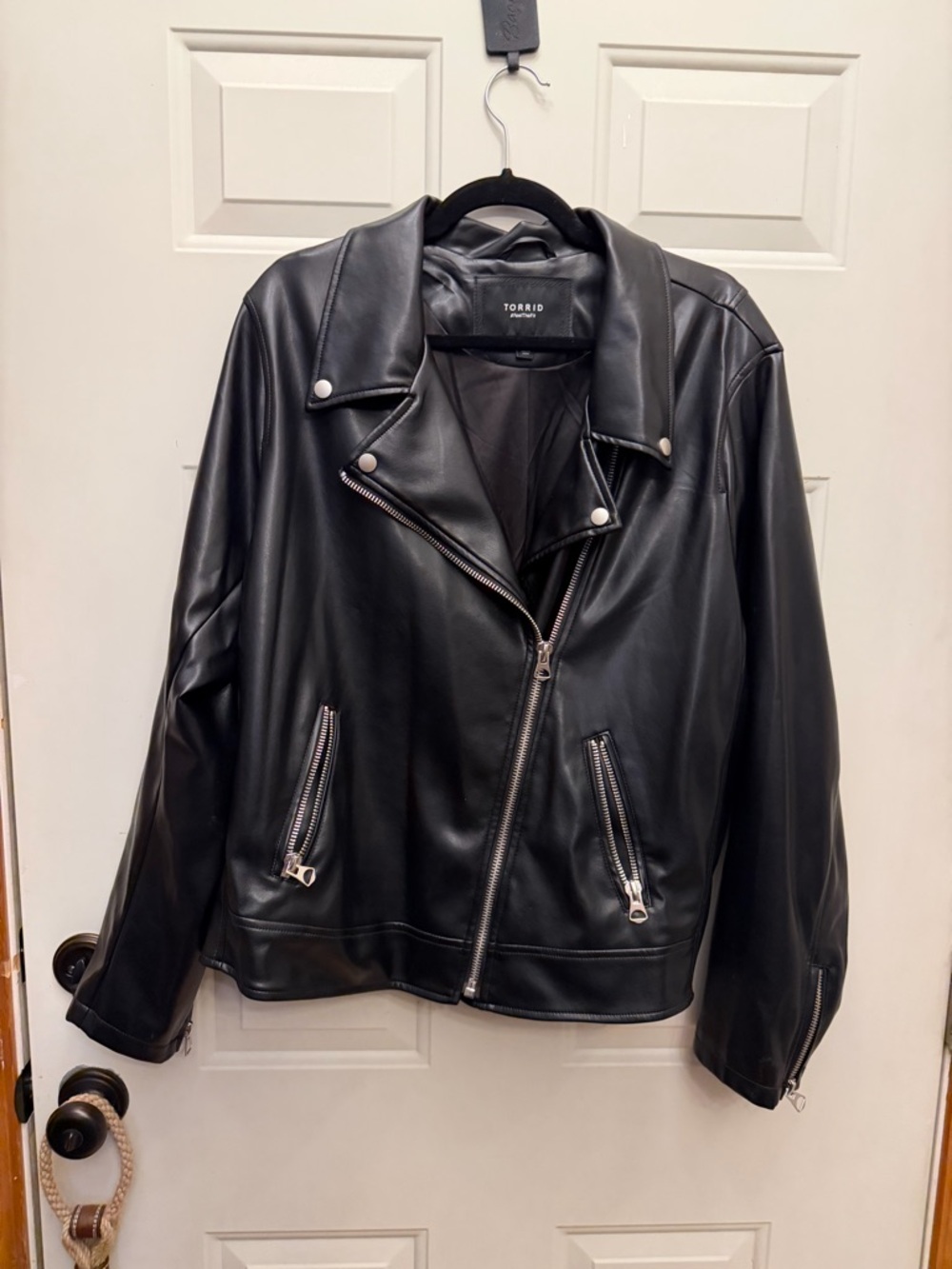 torrid Black Faux Leather Moto Jacket with pockets
